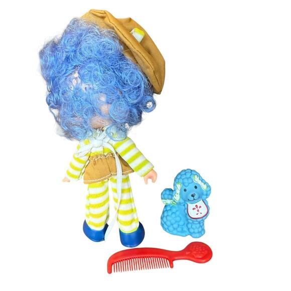 Strawberry Shortcake Crepe Suzette Doll & Pet Poodle Eclair & Comb Vintage 1980s - Picture 2 of 8